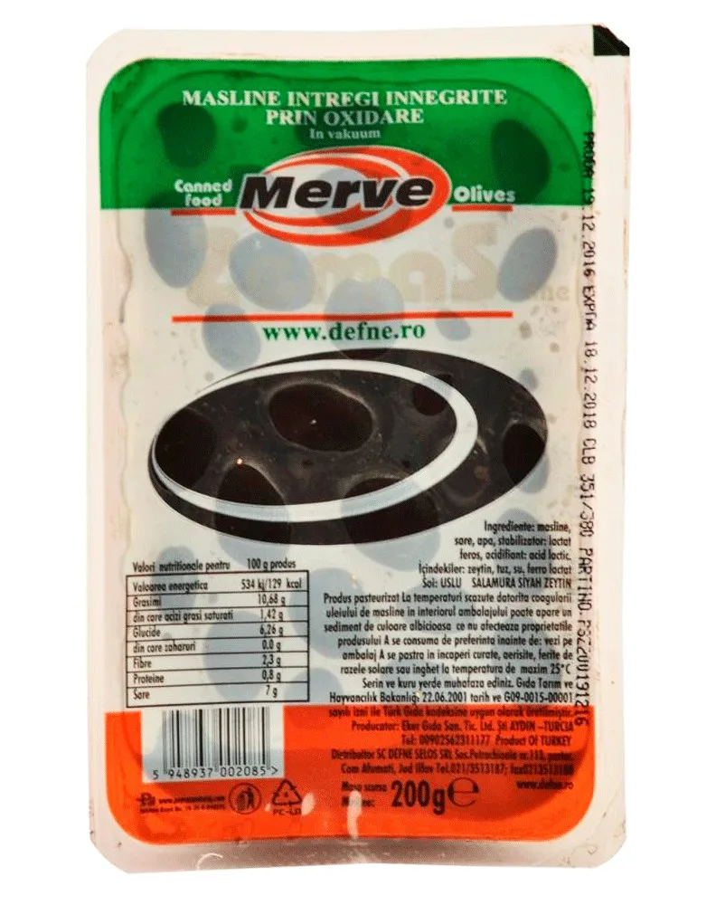 DEFNE ACEITUNAS NEGRAS MERVE 200G/60