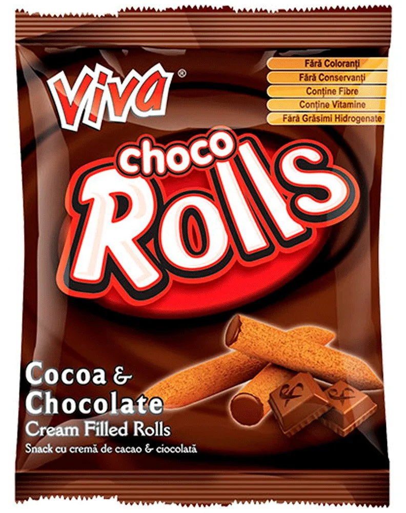 VIVA BARQUILLOS ROLLS CHOCOLATE 100G/18