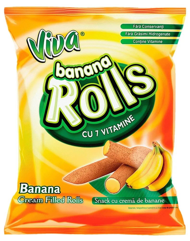 VIVA BARQUILLOS ROLLS BANANA 100G/18