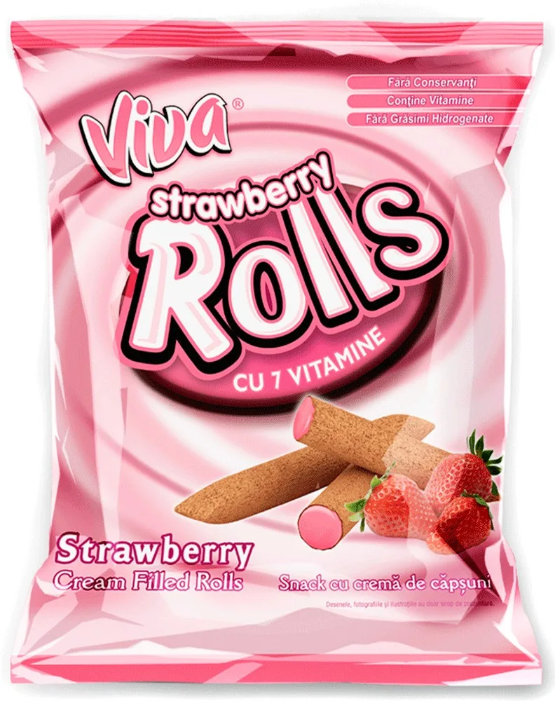 VIVA BARQUILLOS ROLLS FRESA 100G/18