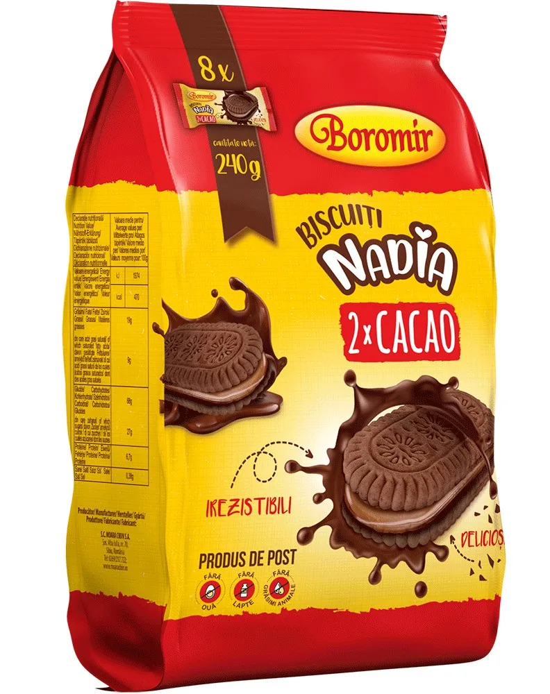 BOROMIR GALLETAS NADIA CACAO-CREMA CACAO 240G/12