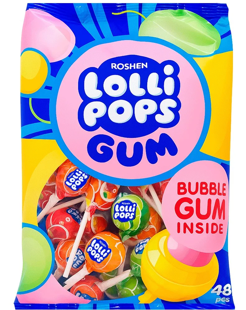 ROSHEN LOLLY POPS CHUPACHUPS BUBBLE GUM MIX 920G/9