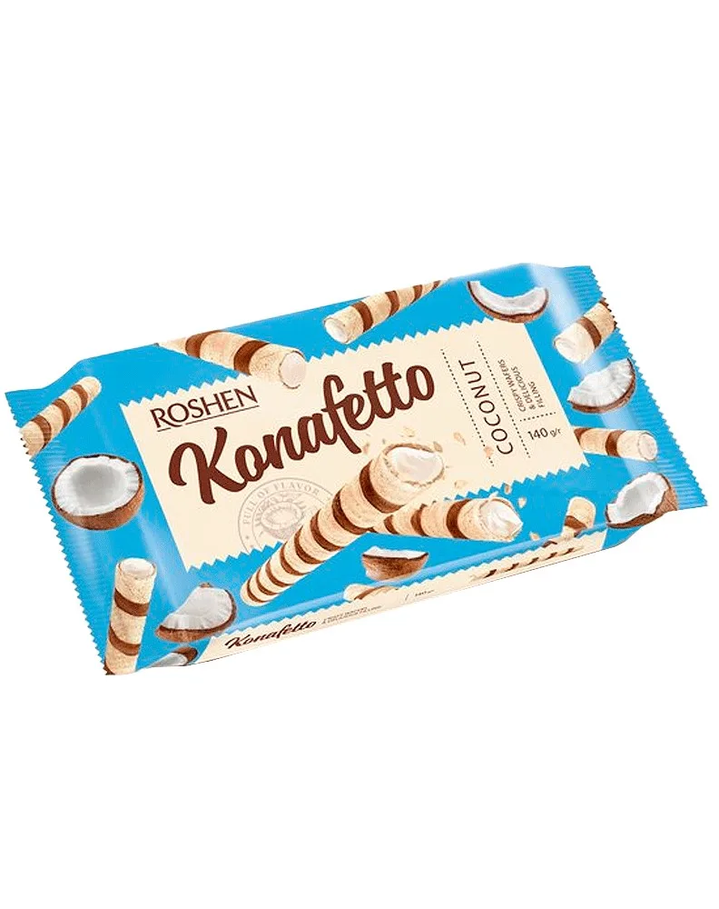 ROSHEN KONAFETTO BARQUILLOS ROLLS COCO 140G/15