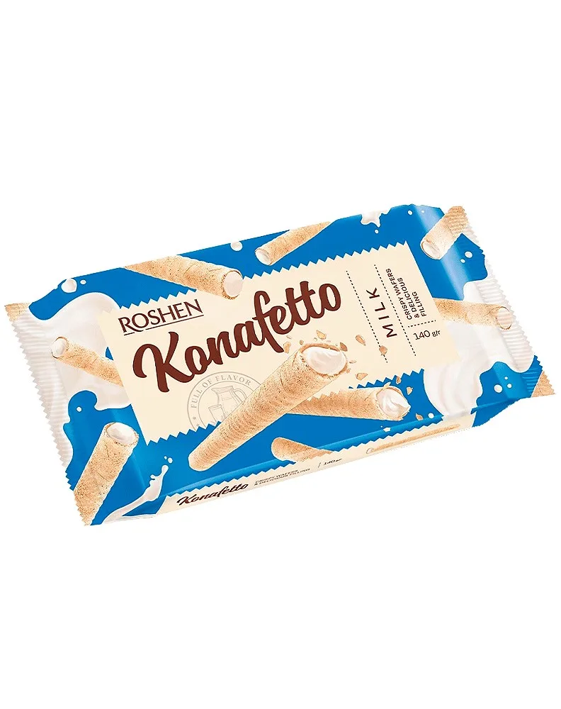 ROSHEN KONAFETTO BARQUILLOS ROLLS LECHE 140G/15