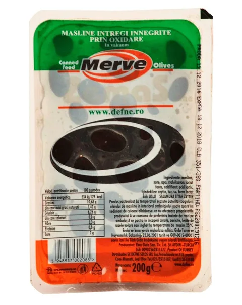 DEFNE ACEITUNAS NEGRAS MERVE 200G/60