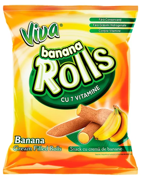 VIVA BARQUILLOS ROLLS BANANA 100G/18