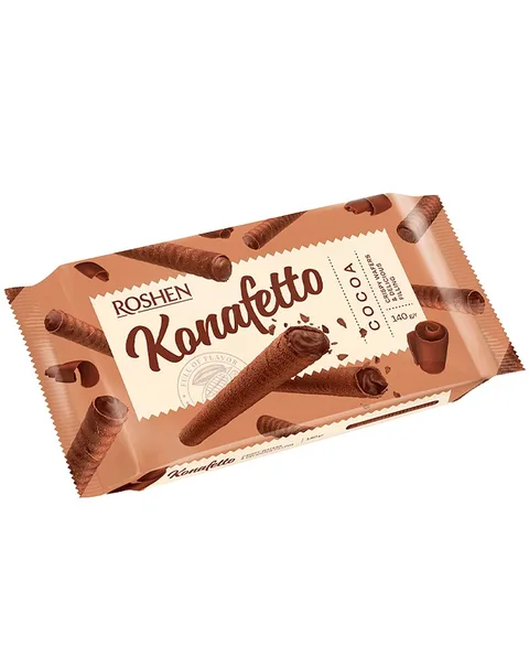 ROSHEN KONAFETTO BARQUILLOS ROLLS CACAO 140G/15
