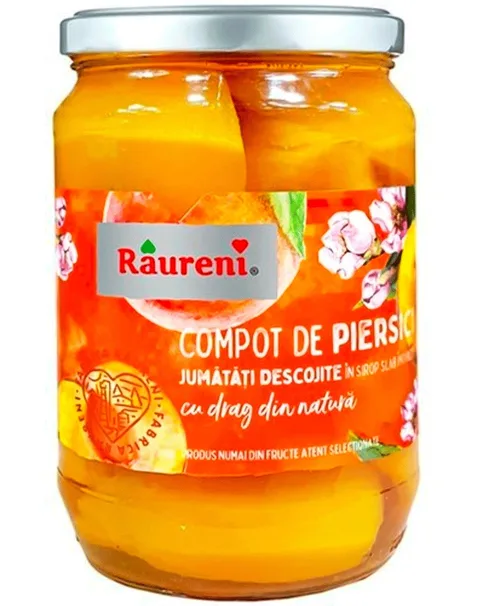 RAURENI COMPOTA MELOCOTÓN PORCIONES SIN PIEL 680G/6